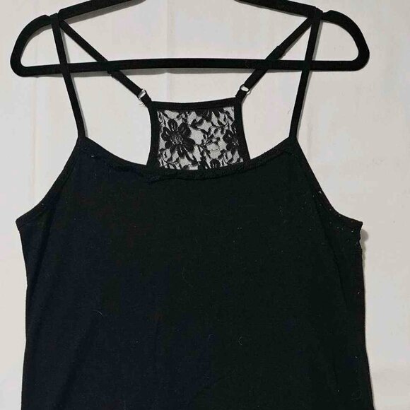 Faded Glory Black Strappy Tank Top with Lace Back Detail - Picture 1 of 4